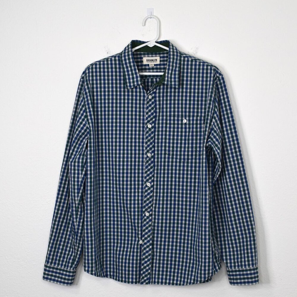 Brooklyn Industries Mens Gingham Button Down Shirt Sz XL Grandpa Preppy Academia